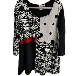 Parsley & Sage Dress Size 3X Polka Dot Button 3/4 Sleeve Cotton